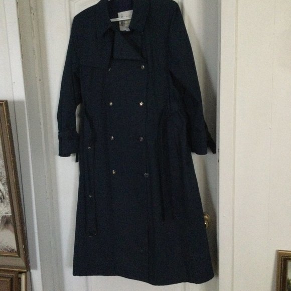 London Fog women's trench coat blue belted buttons up Size 12 Petite - Picture 1 of 11